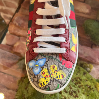 GUCCI Red Green Flora GG Supreme Web Ace Sneakers SZ 38 (US 8)