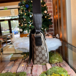 GUCCI Messenger Beige GG Canvas Flap Crossbody Bag