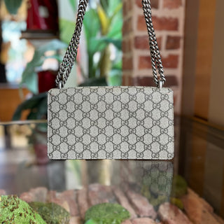 GUCCI Beige GG Red Suede Dionysus Shoulder Bag Small