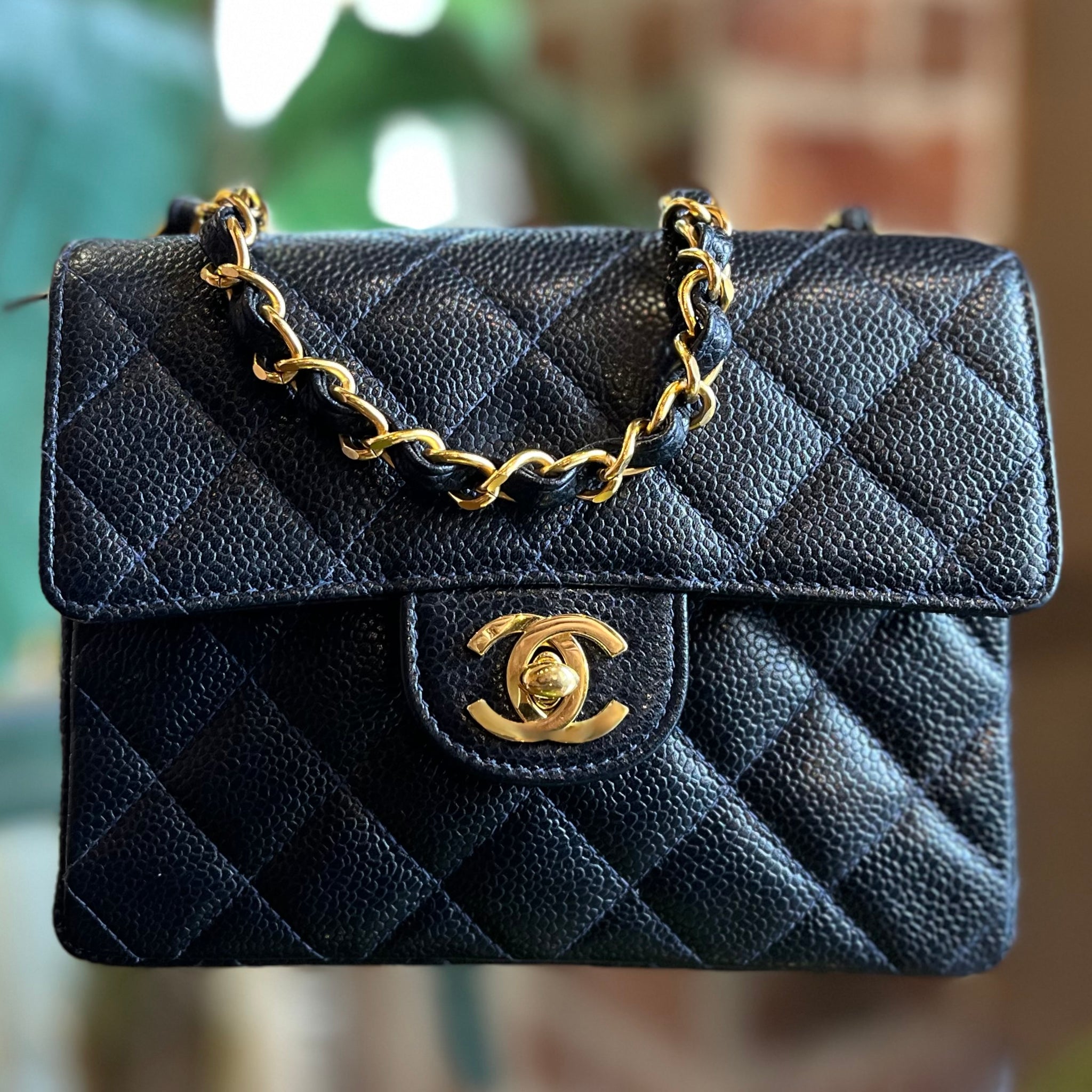 Chanel classic navy blue caviar hot sale