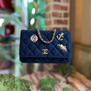 CHANEL Paris-Hamburg Charms Classic Quilted Wool Wallet on Chain