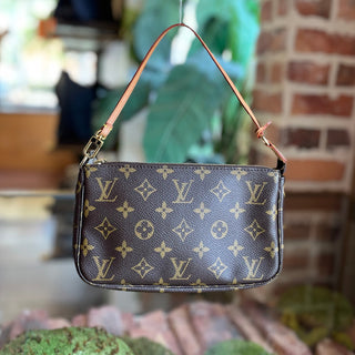 LOUIS VUITTON Pochette Accessories Vintage Brown Monogram Canvas Shoulder Bag