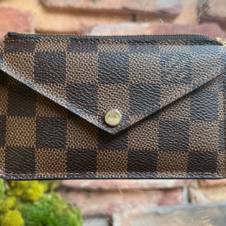 LOUIS VUITTON Damier Ebene w/ Red Card Holder