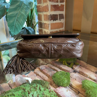 CHANEL Vintage Brown Lambskin Leather Clutch Bag