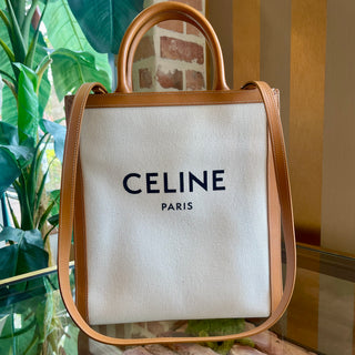 CELINE Tan Canvas Vertical Cabas Tote Bag