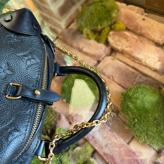 LOUIS VUITTON Petite Malle Souple Black Monogram Empreinte Leather Top Handle Bag