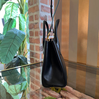 GUCCI 1961 Medium Black Smooth Calfskin Leather Tote Bag