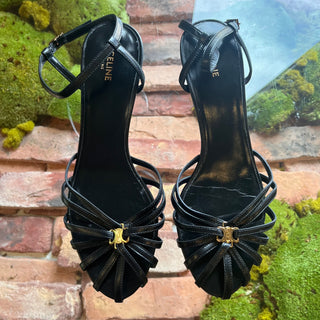 CELINE Black Lambskin Triomphe Sandals SZ 36.5 (US 6.5)