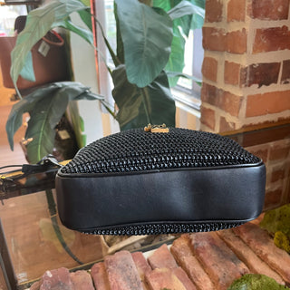 SAINT LAURENT Lou Black Raffia Camera Crossbody