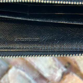 PRADA Black Nylon Zip Around Wallet