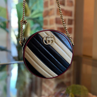 GUCCI Torchon Mini Beige  GG Marmont Round Shoulder Bag