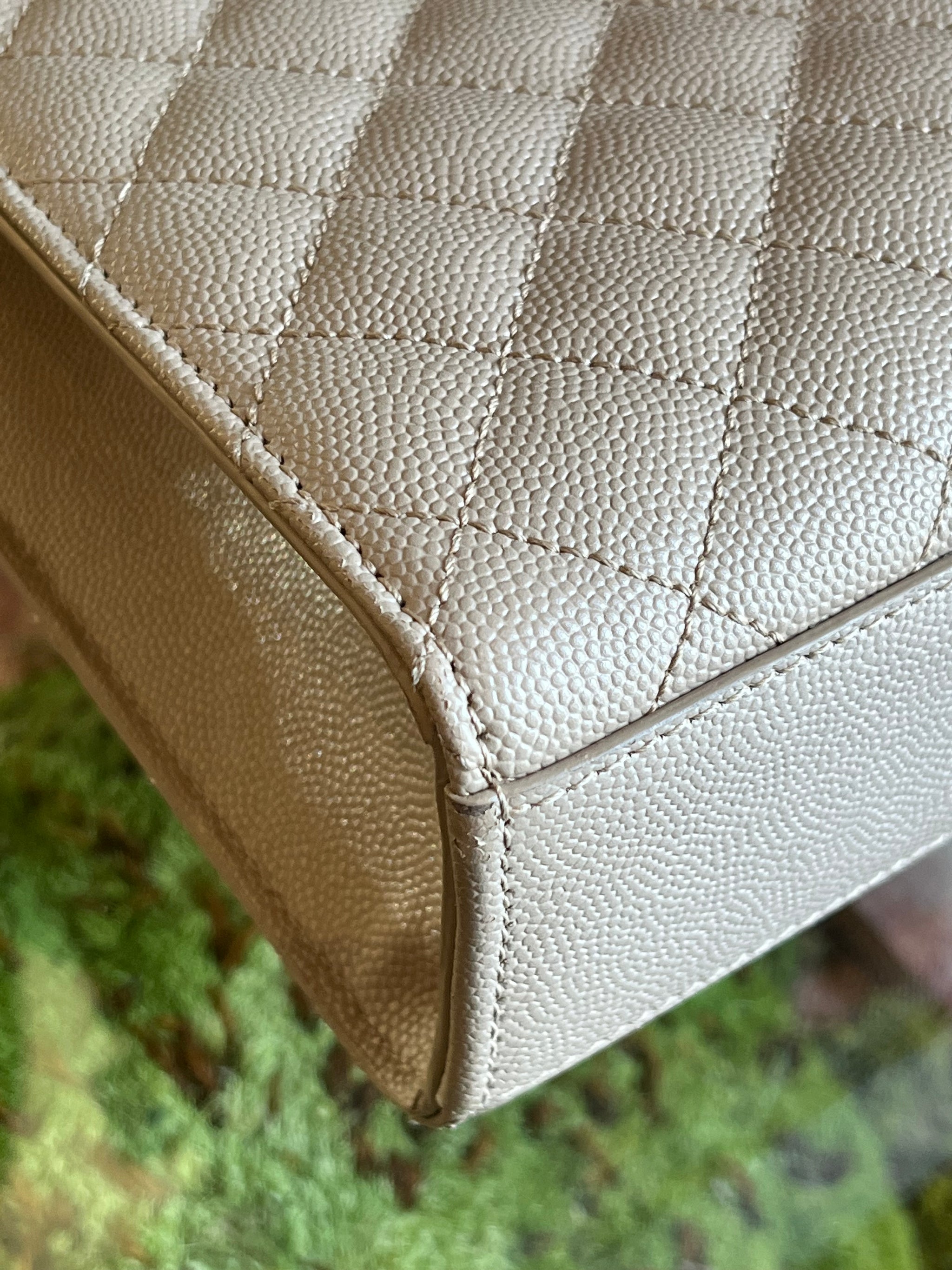 SAINT LAURENT Monogramme Envelope metallic leather shoulder bag