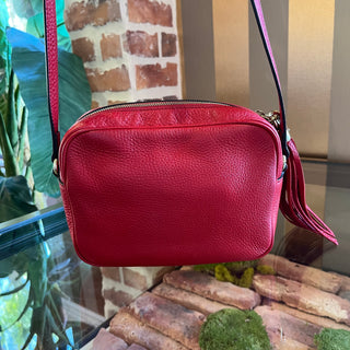 GUCCI Soho Small Hibiscus Red Grained Leather Crossbody