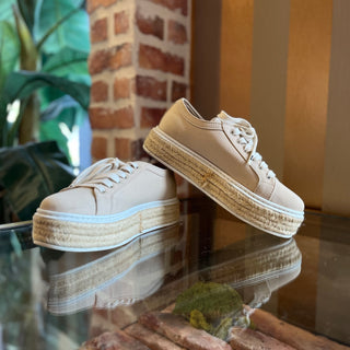PRADA Beige Canvas Gabardine Espadrilles Sneakers SZ 39 (US 9)