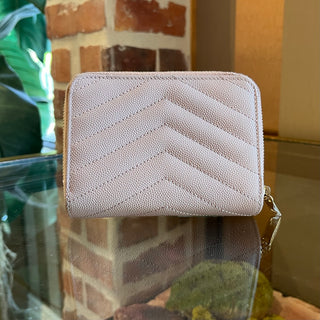 SAINT LAURENT Cassandre Matelassé Dark Beige Grain De Poudre Leather Compact Wallet