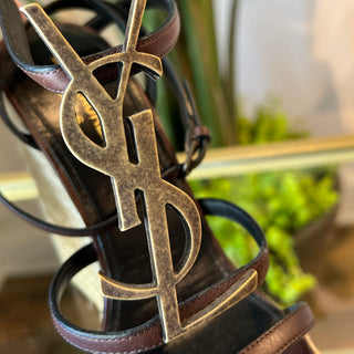 SAINT LAURENT Cassandra Wedge Espadrilles  SZ 37 1/2