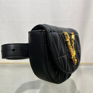 VERSACE Virtus Vitello Black Belt Bag