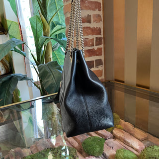 GUCCI Medium Soho Chain Black Pebbled Calfskin Leather Shoulder Bag