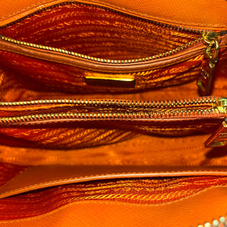 PRADA Promenade Orange Saffiano Lux Dome Top Handle