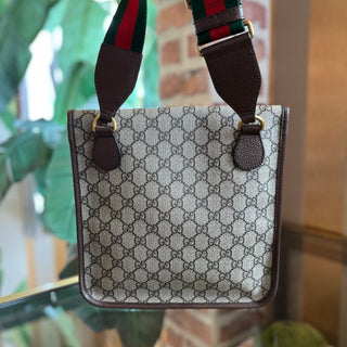 GUCCI Neo Vintage Medium GG Supreme Monogram Web Flap Crossbody