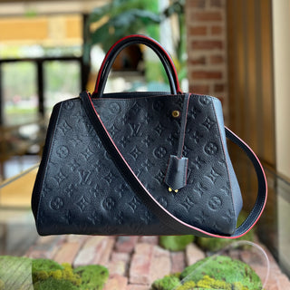 LOUIS VUITTON Montaigne MM Marine Rouge Monogram Empreinte Tote Bag
