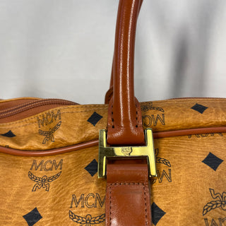 MCM Cognac Visetos Monogram Canvas Duffle Bag