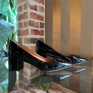 TORY BURCH T Logo Black Patent Leather Heels SZ 8.5