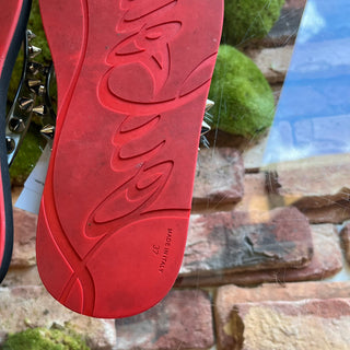 CHRISITAN LOUBOUTIN Loubi Flip Black Rubber Thong Sandals SZ37.5(7.5US)