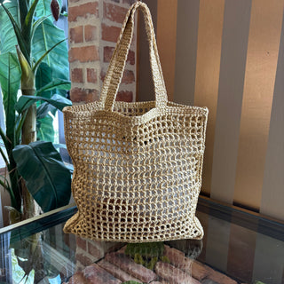 PRADA Signature Raffia Crochet Tote