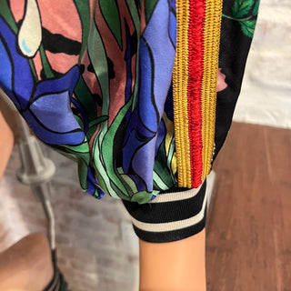 GUCCI Feline Flora Multicolor Silk Printed Blouse SZ42 Pants Set
