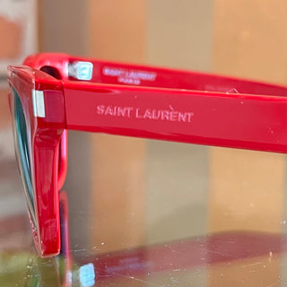 SAINT LAURENT SL51 003 Red Acetate Square Sunglasses