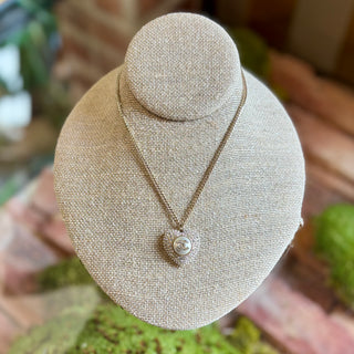 CHANEL Faux Pearl & Strass CC Heart Pendant Necklace
