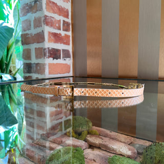 DOLCE&GABBANA Pink Leather Vintage Gold Tone Metal Chain Belt