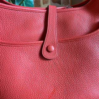 HERMES Evelyne PM III Bougainvillea Clemence Leather Crossbody Bag