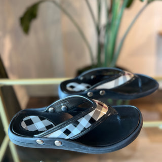 BURBERRY Housecheck Black Rubber Slippers