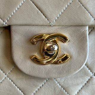 CHANEL Classic Flap Medium Beige Lambskin Leather Vintage Shoulder Bag