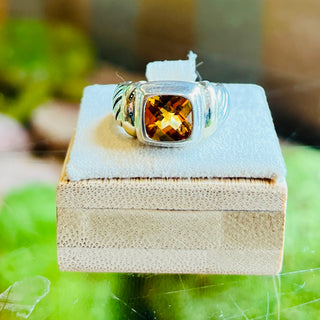 DAVID YURMAN 925 Sterling Silver Citrine Noblesse Cocktail Ring SZ6