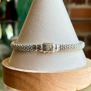 LAGOS 925 Sterling Silver 18K Gold Diamond Lux Pave Station Bracelet