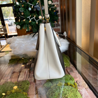 PRADA Convertible Bicolor Saffiano Leather Open Tote