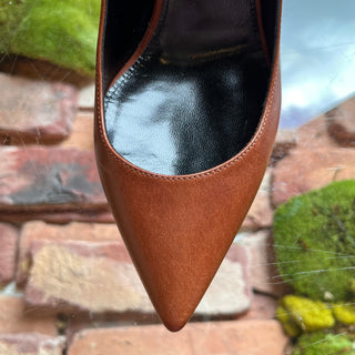 SAINT LAURENT Brown Leather Opyum Heels SZ 35 (US 5)