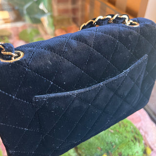 CHANEL Small Flap Black Velvet Shoulder Bag