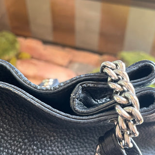 GUCCI Soho Studded Black Pebbled Calfskin Leather Chain Tote Bag