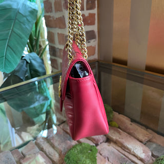 GUCCI GG Marmont Red Matelassé Calfskin Leather Shoulder Bag