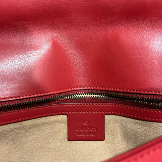 GUCCI GG Marmont Red Matelassé Calfskin Leather Shoulder Bag