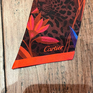 CARTIER Red Silk Twilly Scarf