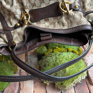 GUCCI Jockey GG Brown Monogram Canvas Hobo Bag