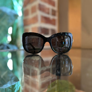 DOLCE & GABBANA DG4252 921/81 Black Acetate White Rose Oversized Sunglasses