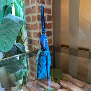 LOUIS VUITTON Pochette Accessories Limited Edition Blue Leather Cosmic Blossom Shoulder Bag