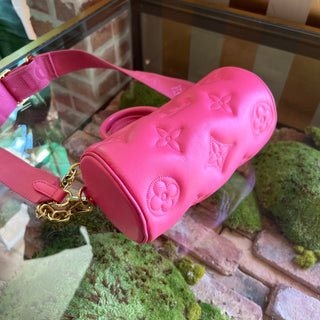 LOUIS VUITTON Bubblegram Papillon BB Dragon Fruit Monogram Leather Satchel Bag