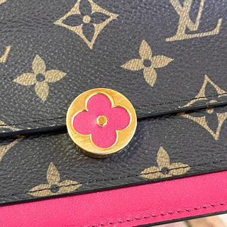 LOUIS VUITTON Flore Wallet Fuchsia Monogram Chain Crossbody